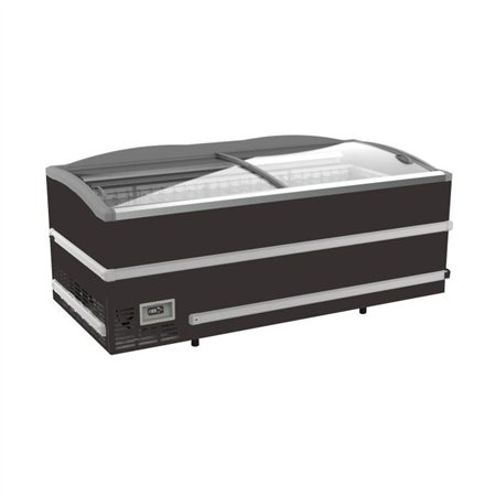 Ladă frigorifică, manuală, cu capac din sticlă, SUPERMARKET CHEST FREEZER BLACK HEAD ELEMENT, Combi Steel