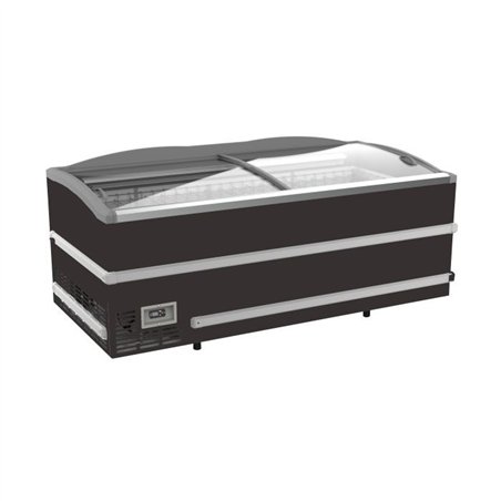 Ladă frigorifică, manuală, cu capac din sticlă, SUPERMARKET CHEST FREEZER BLACK HEAD ELEMENT, Combi Steel