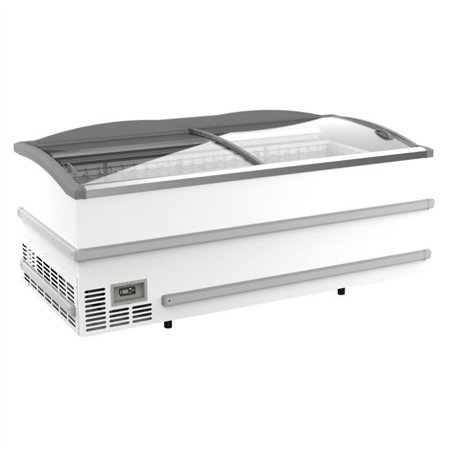 Ladă frigorifică, manuală, cu capac din sticlă, SUPERMARKET CHEST FREEZER WHITE HEAD ELEMENT, Combi Steel