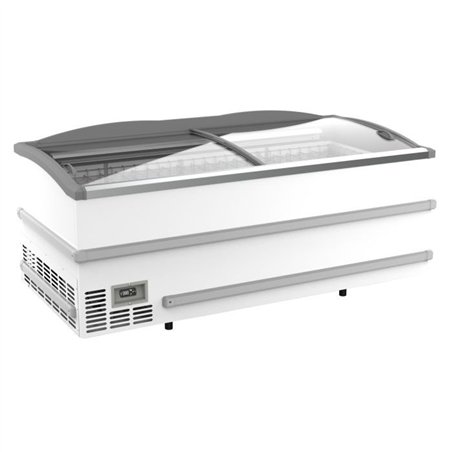 Ladă frigorifică, manuală, cu capac din sticlă, SUPERMARKET CHEST FREEZER WHITE HEAD ELEMENT, Combi Steel