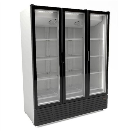 Refrigerator cu 3 uși din sticlă, alb, model 9002, Combi Steel