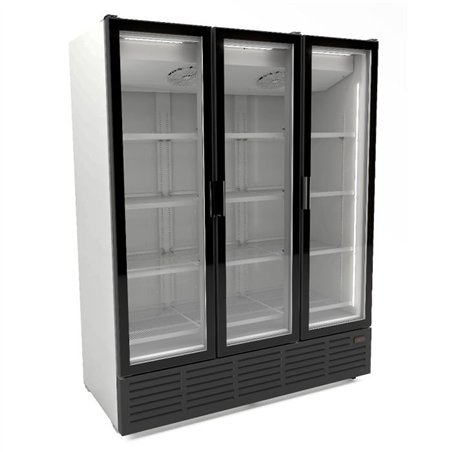 Refrigerator cu 3 uși din sticlă, alb, model 9002, Combi Steel