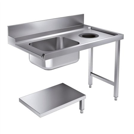 Masă de intrare, raft inferior cu orificiu pentru deșeuri, 1200 dreapta, 7280.0045-0046, Combi Steel