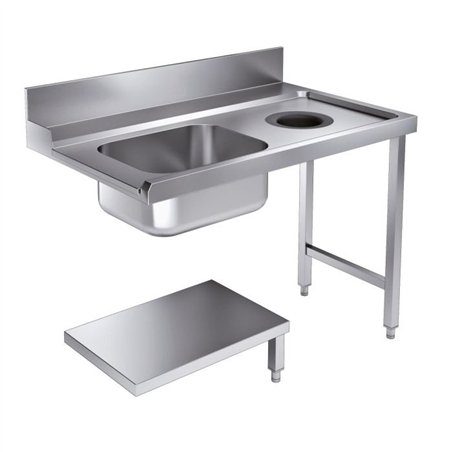 Masă de intrare, raft inferior cu orificiu pentru deșeuri, 1200 dreapta, 7280.0045-0046, Combi Steel