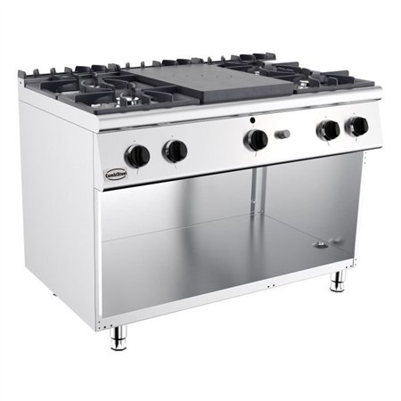 Aragaz profesional, 4 arzătoare, solid top, BASE 700 SOLID TOP RANGE GAS 4 BU., Combi Steel