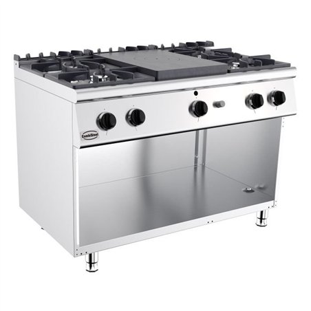 Aragaz profesional, 4 arzătoare, solid top, BASE 700 SOLID TOP RANGE GAS 4 BU., Combi Steel