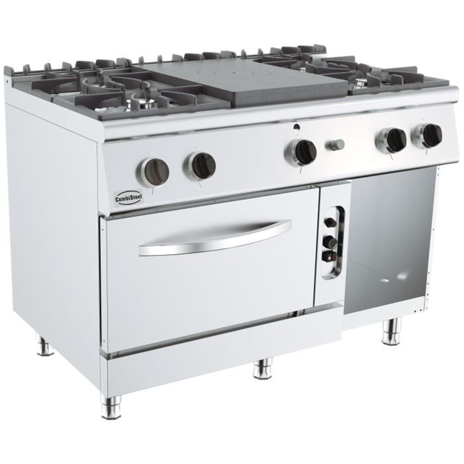 Aragaz profesional cu 4 arzătoare pe gaz, suprafață solidă, BASE 700 SOLID TOP RANGE 4 BU. GAS OVEN, Combi Steel