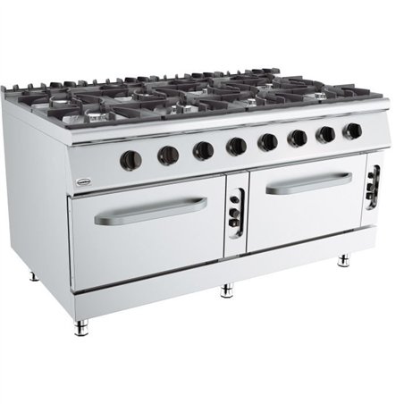 Aragaz cu cuptor pe gaz, 8 arzătoare, BASE 900 GAS STOVE 8 BU. WITH GAS OVEN, Combi Steel