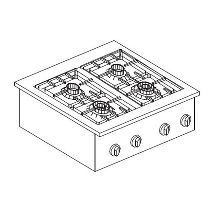 Aragaz pe gaz, 4 arzătoare, 14KW, Combi Steel