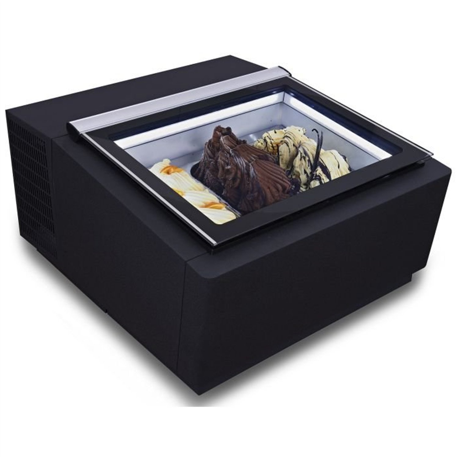 Vitrină frigorifică pentru înghețată, deschidere pe partea clientului, model COUNTERTOP BLACK, Combi Steel