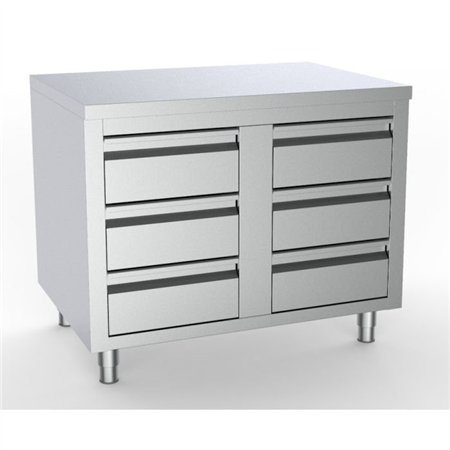 Masă de lucru, cu 6 sertare, 1000 mm, 700, Combi Steel