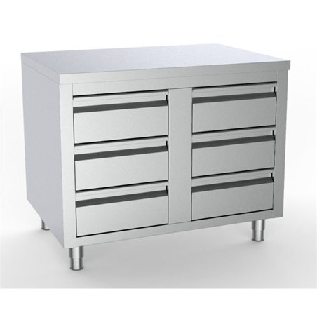 Masă de lucru, cu 6 sertare, 1000 mm, 700, Combi Steel