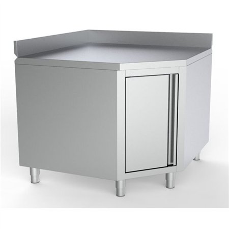 Masă de lucru colț, cu ușă și spate ridicat, 1000/1000 pentru mese de 600mm, Combi Steel