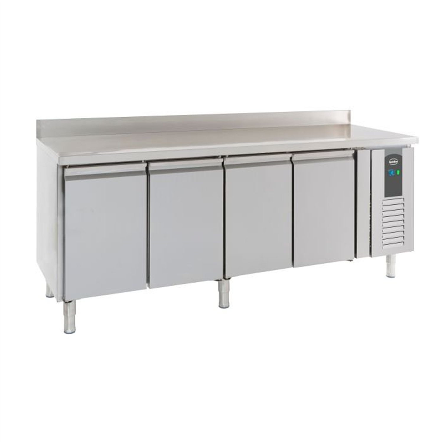 Masă frigorifică cu 4 uși, design cu spate înalt, Combi Steel