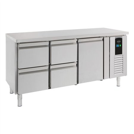 Masă refrigerată, 1 ușă și 4 sertare, 700 REFRIGERATED COUNTER 1 DOOR AND 4 DRAWERS ENERGY LINE, Combi Steel