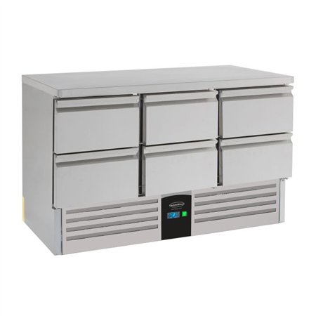 Masă frigorifică, 6 sertare, linie energetică, echipată cu evaporator, Combi Steel