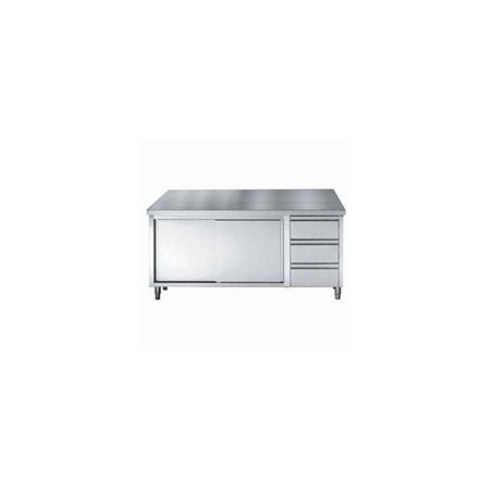 Masă de lucru, cu uși glisante și sertare, 700 WORKTABLE SLIDING DOORS DRAWERS 1800, Combi Steel