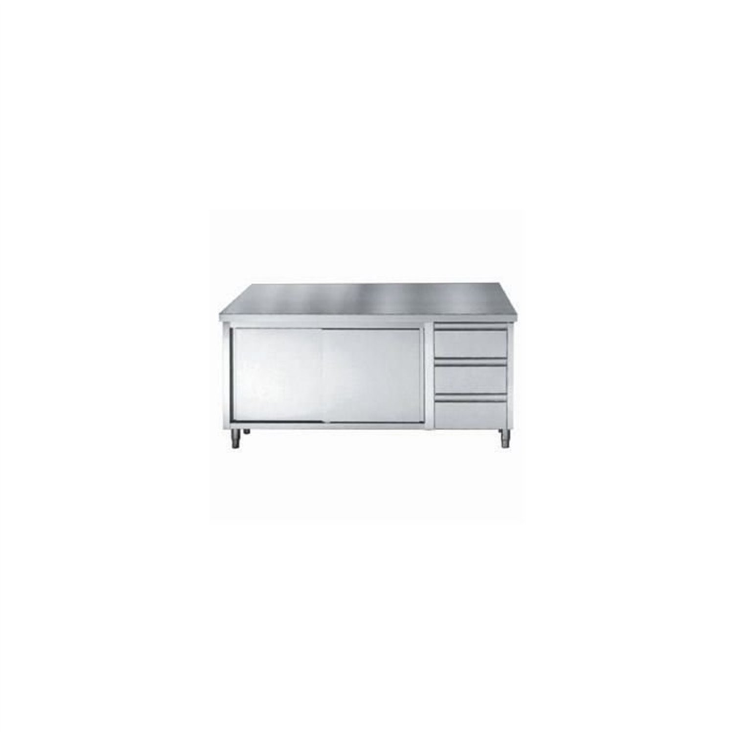 Masă de lucru, cu uși glisante și sertare, 700 WORKTABLE SLIDING DOORS DRAWERS 1800, Combi Steel