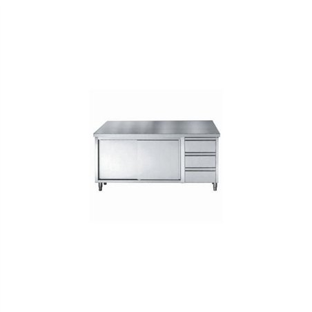 Masă de lucru, cu uși glisante și sertare, 700 WORKTABLE SLIDING DOORS DRAWERS 2000, Combi Steel