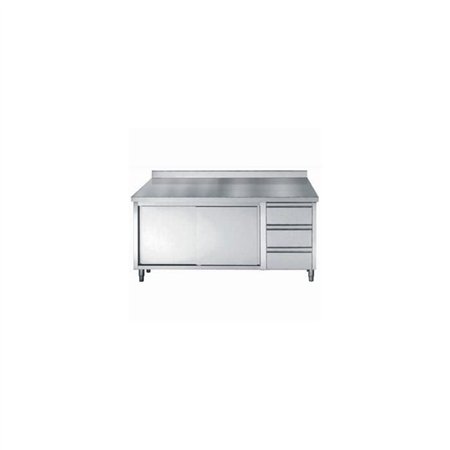 Masă de lucru cu uși glisante și sertare, 1800 mm, Combi Steel