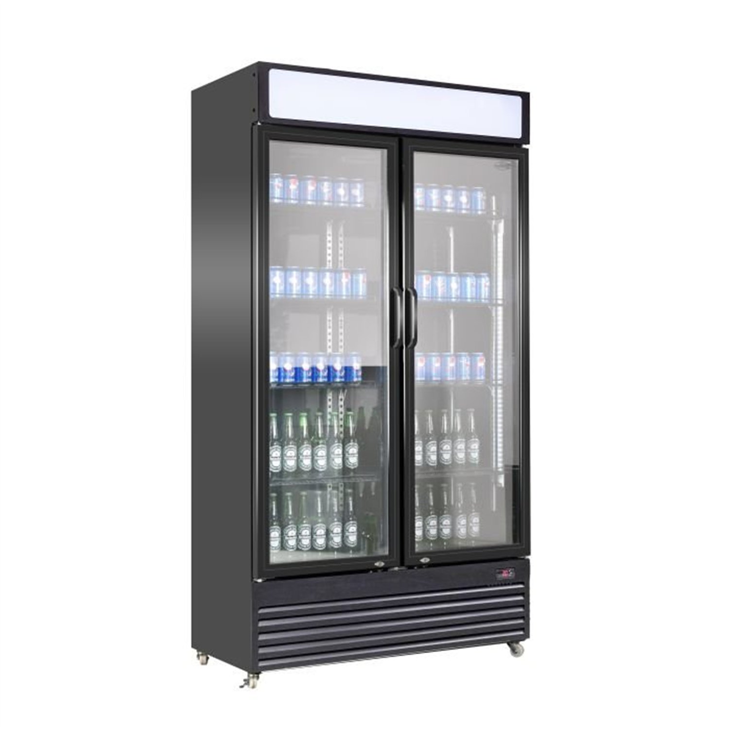 Vitrină frigorifică cu 2 uși din sticlă, BEZ-780 GD BLACK, Combi Steel