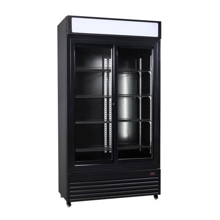 Refrigerator cu uși glisante din sticlă, BEZ-780 SL BLACK, Combi Steel