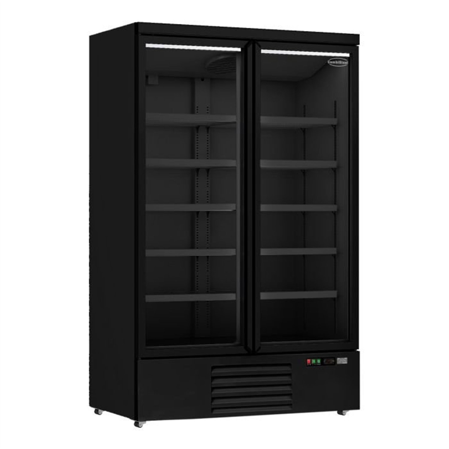 Vitrină frigorifică cu 2 uși din sticlă, negru, JDE-1000R BL, Combi Steel