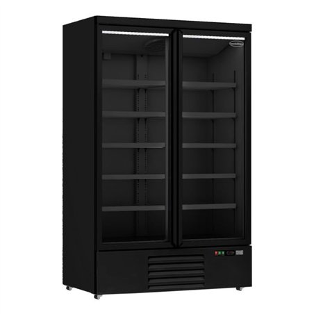 Vitrină frigorifică cu 2 uși din sticlă, negru, JDE-1000R BL, Combi Steel