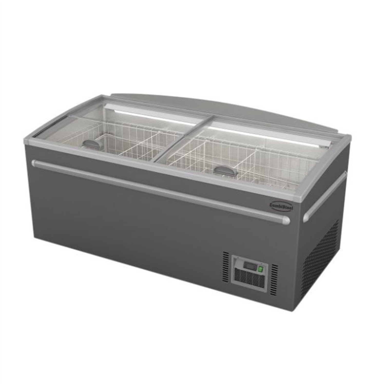 Ladă frigorifică pentru supermarket, cu capacitate mare, dezghețare automată, model GREY HEAD ELEMENT, Combi Steel
