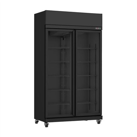 Refrigerator cu 2 uși din sticlă, negru, model IRM-770 BL, Combi Steel