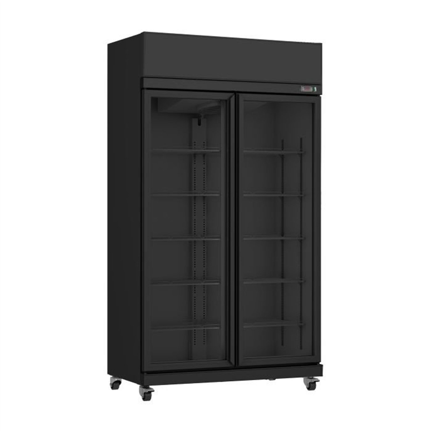Refrigerator cu 2 uși din sticlă, negru, model IRM-770 BL, Combi Steel