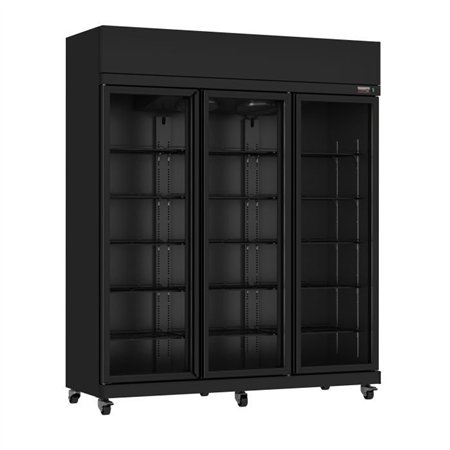 Vitrină frigorifică frigorifică, 3 uși din sticlă, negru, IRM-1180R BL, Combi Steel