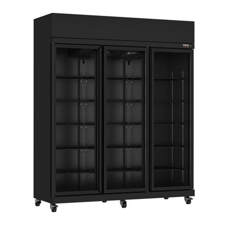 Vitrină frigorifică frigorifică, 3 uși din sticlă, negru, IRM-1180R BL, Combi Steel