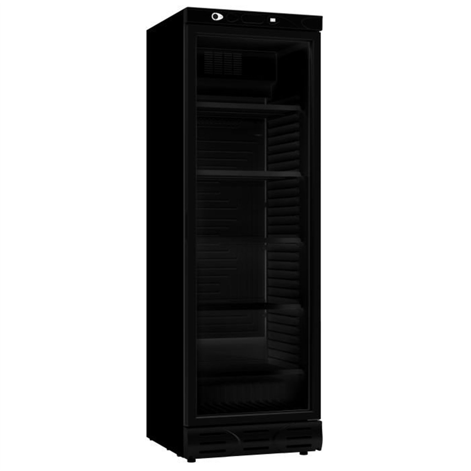 Refrigerator vitrină, 1 ușă din sticlă, 382L, negru, fără cutie de iluminat, Combi Steel