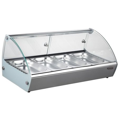 Vitrină de servire, 4 tăvi GN, încălzire, HOT DISPLAY 4 1/3 GN, Combi Steel