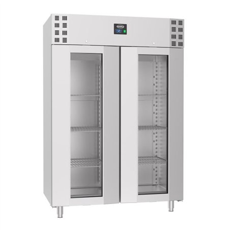 Refrigerator cu uși din sticlă, mono bloc, 1400 L, Combi Steel