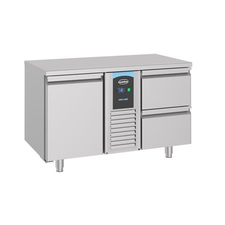 Masă frigorifică, 1 ușă și 2 sertare, monobloc, Energy Line, 700 REFRIGERATED COUNTER, Combi Steel