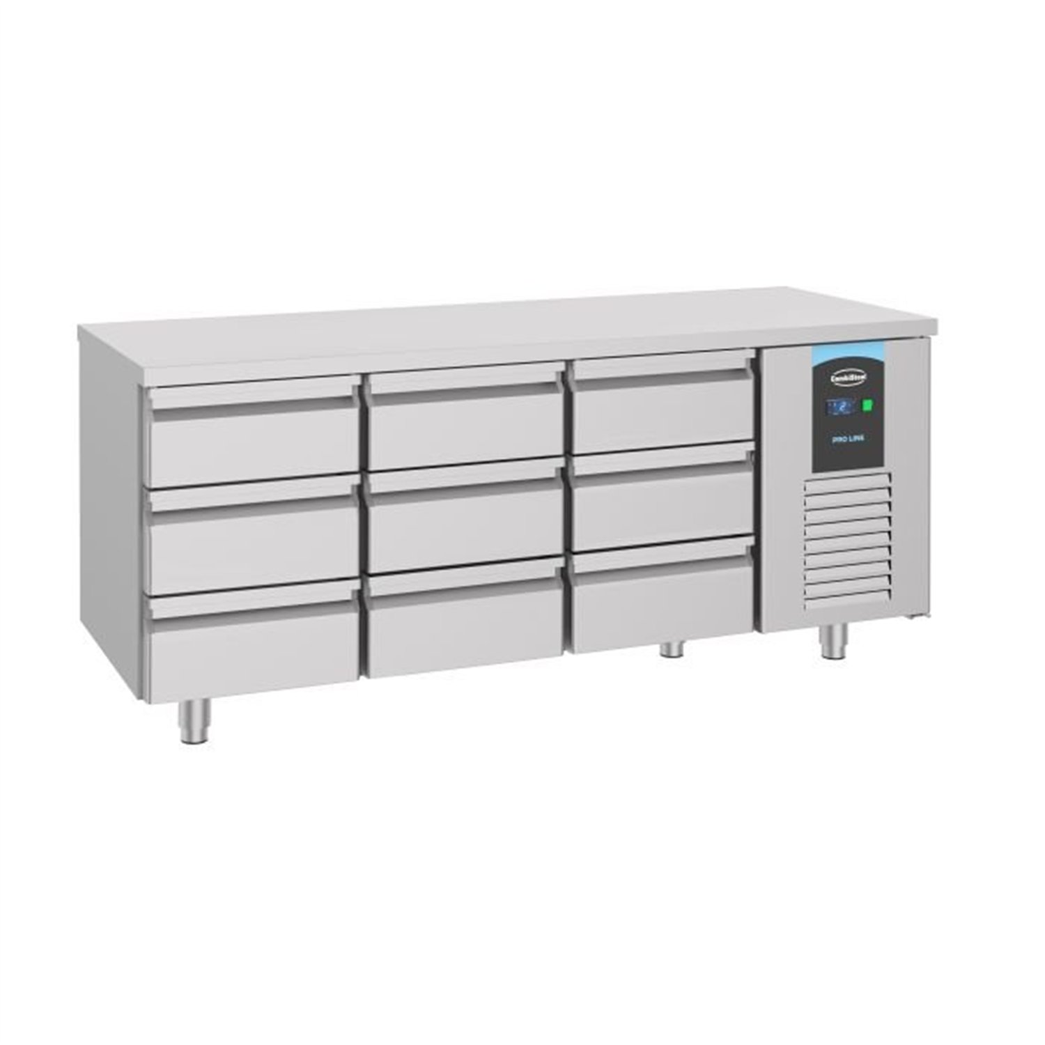 Masă frigorifică, 9 sertare, linie energetică, 700 REFRIGERATED COUNTER 9 DRAWERS ENERGY LINE, Combi Steel