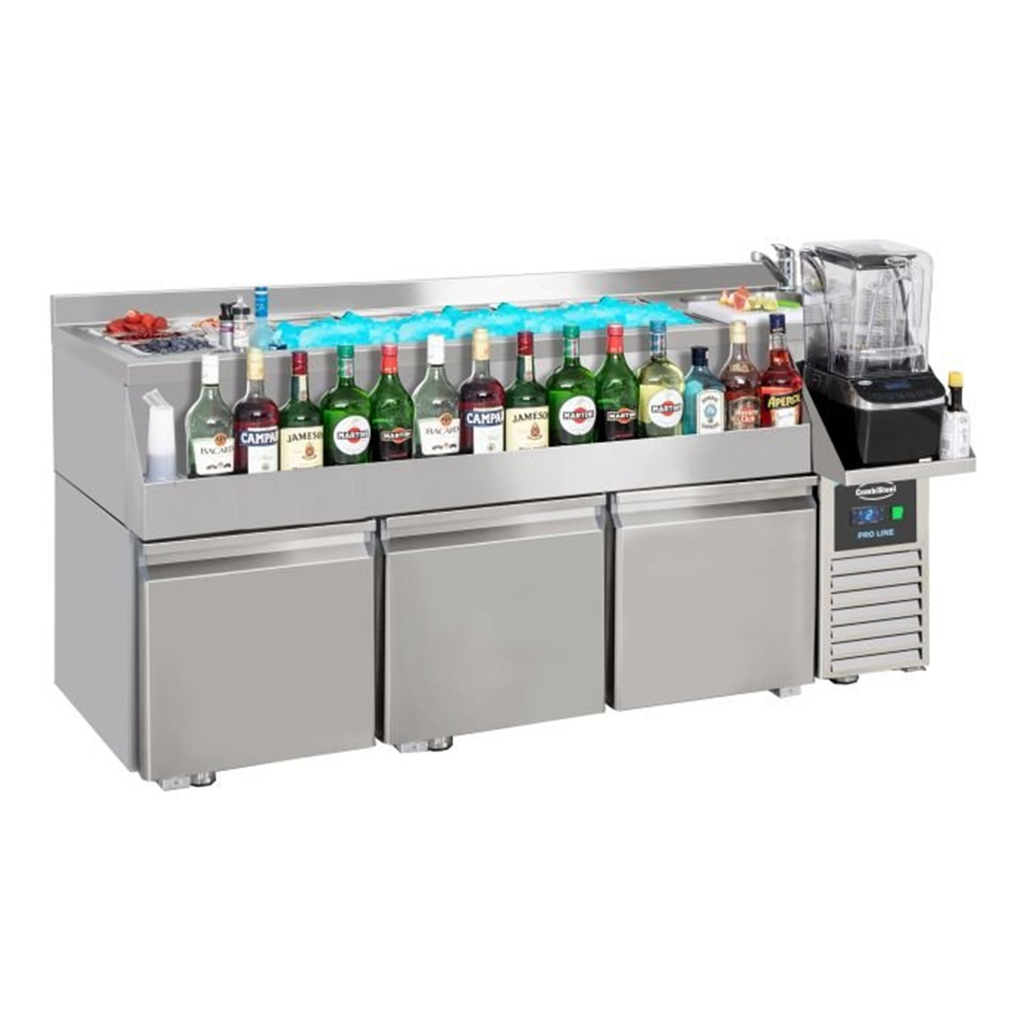 Mese refrigerate, 3 uși, stație bar cocktail, Combi Steel