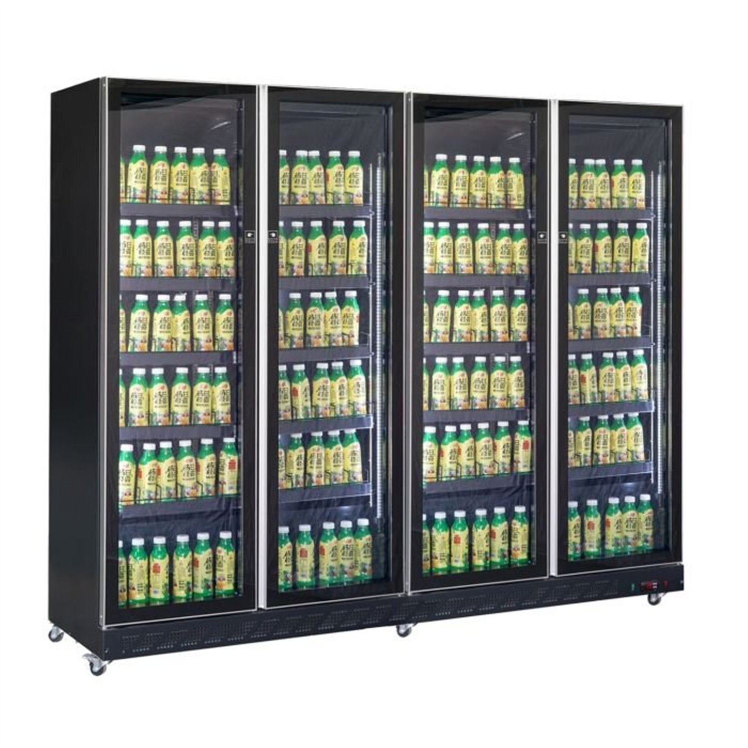 Vitrină frigorifică frigorifică cu 4 uși din sticlă, negru, Combi Steel