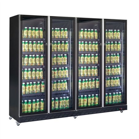 Vitrină frigorifică frigorifică cu 4 uși din sticlă, negru, Combi Steel