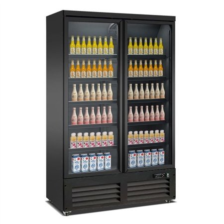 Congelator cu 2 uși din sticlă, negru, CEB-1200F BL, Combi Steel