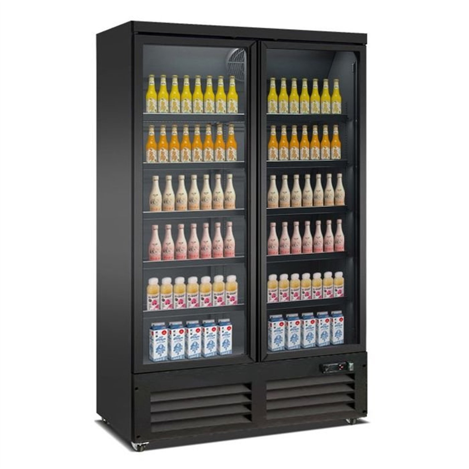 Congelator cu 2 uși din sticlă, negru, CEB-1200F BL, Combi Steel