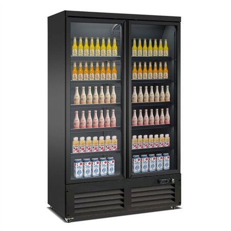 Vitrină frigorifică frigorifică cu 2 uși din sticlă, negru, CEB-1200R BL, Combi Steel