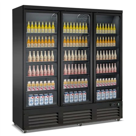 Congelator cu 3 uși din sticlă, negru, CEB-1600F BL, Combi Steel