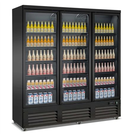Congelator cu 3 uși din sticlă, negru, CEB-1600F BL, Combi Steel