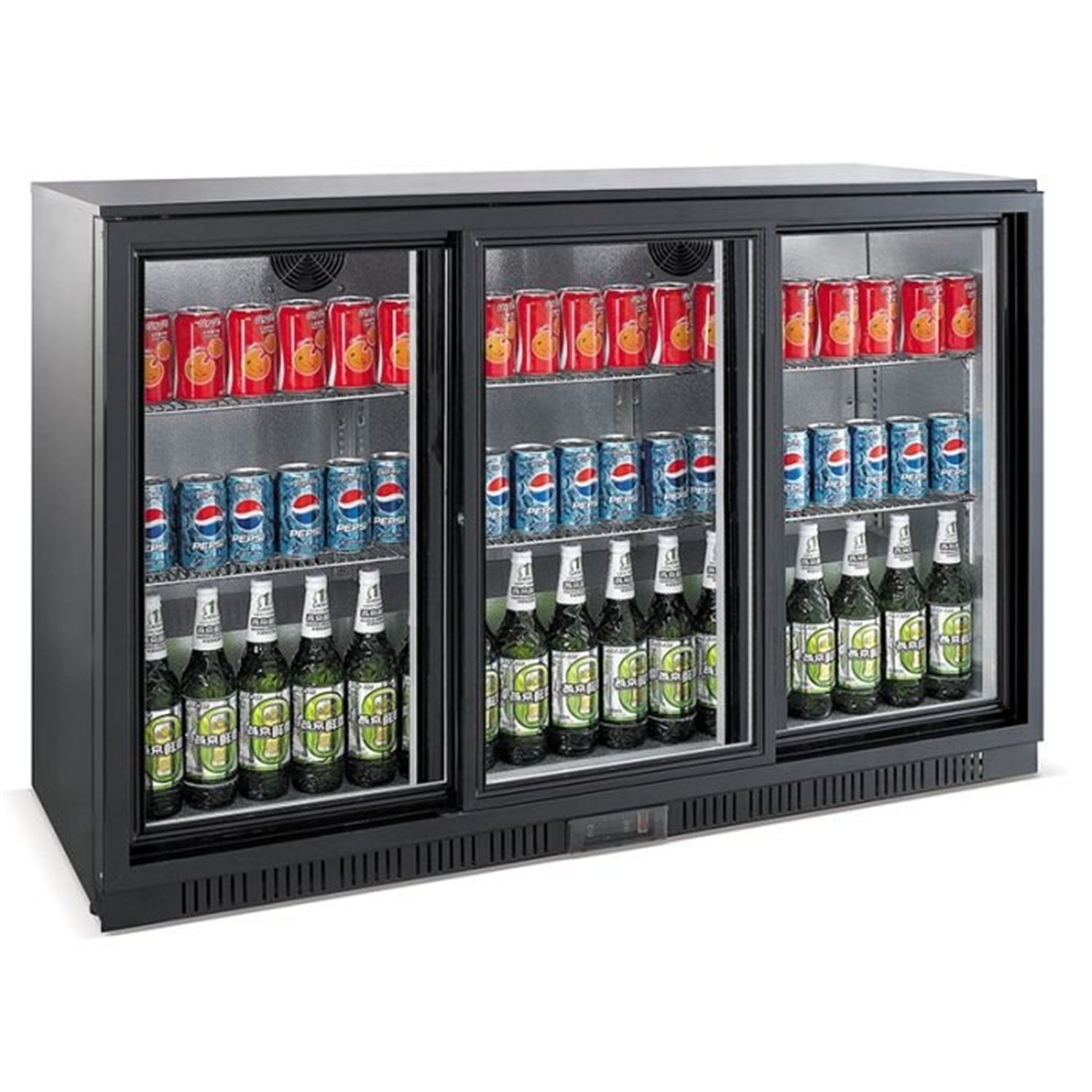 Răcitor backbar, 3 uși glisante, negru, BACKBAR COOLER BLACK 3 SLIDING DOORS, Combi Steel