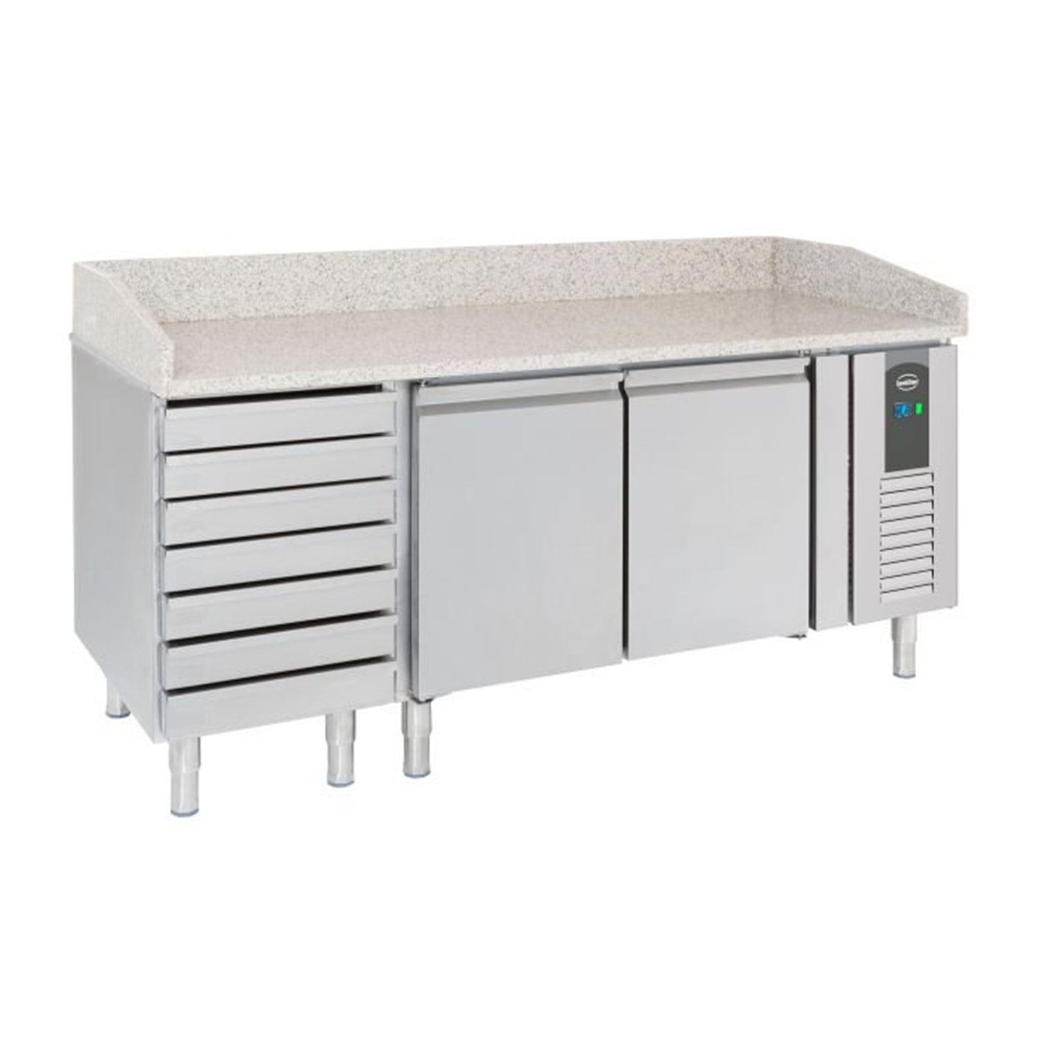Mese de preparare pizza, 2 uși, 7 sertare pentru aluat, PIZZA COUNTER 2 DOORS 7 DOUGH DRAWERS, Combi Steel.