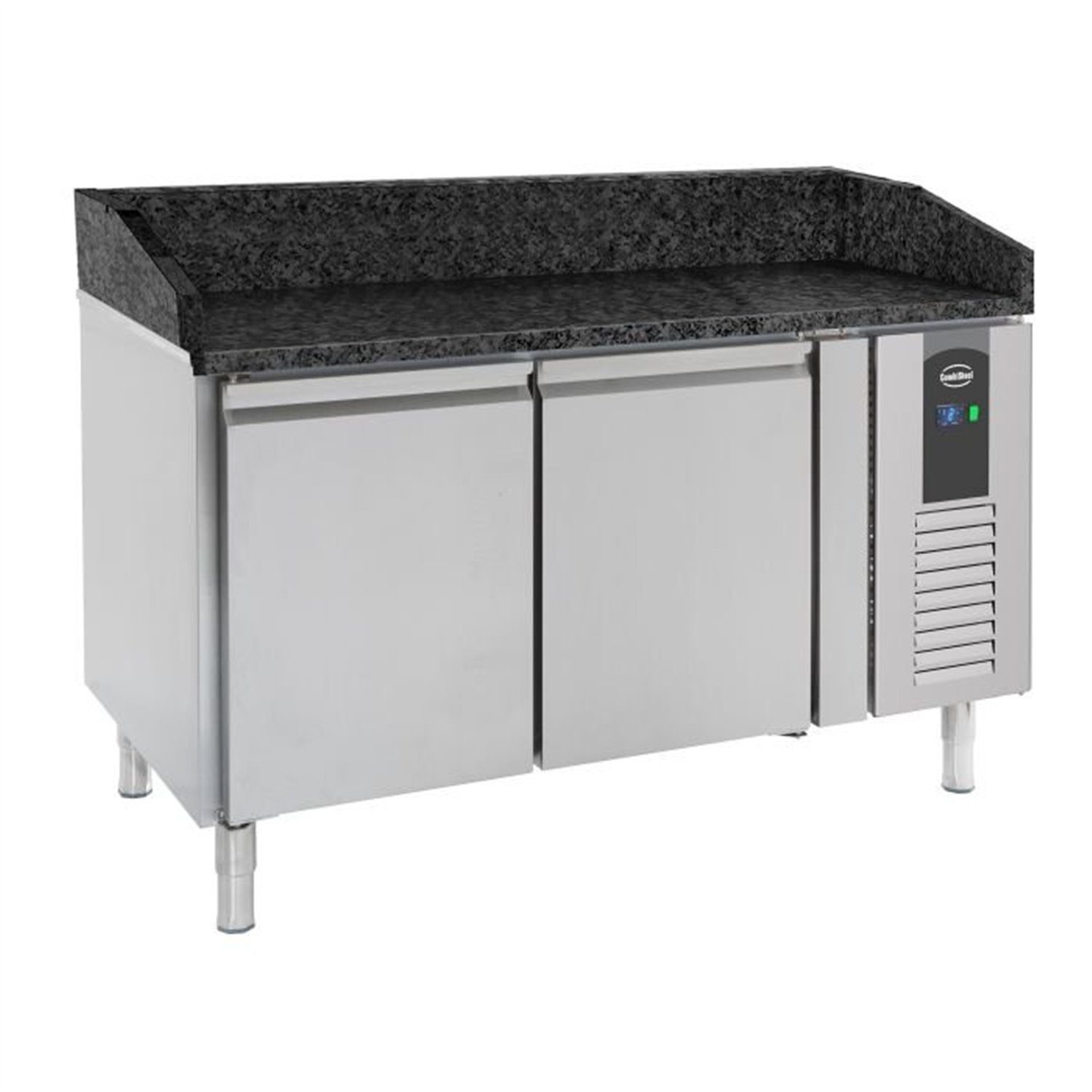 Mese de preparare pizza, 2 uși, blat din granit negru, PIZZA COUNTER 2 DOORS BLACK GRANITE WORKTOP, Combi Steel
