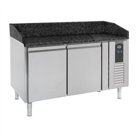 Mese de preparare pizza, 2 uși, blat din granit negru, PIZZA COUNTER 2 DOORS BLACK GRANITE WORKTOP, Combi Steel